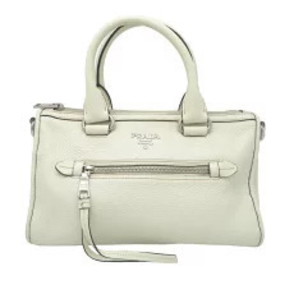 Prada Vitello Phenix Boston Bag Leather White by